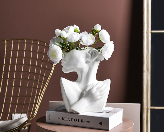 Modern Nordic Style Creative Portrait Human Head Vase