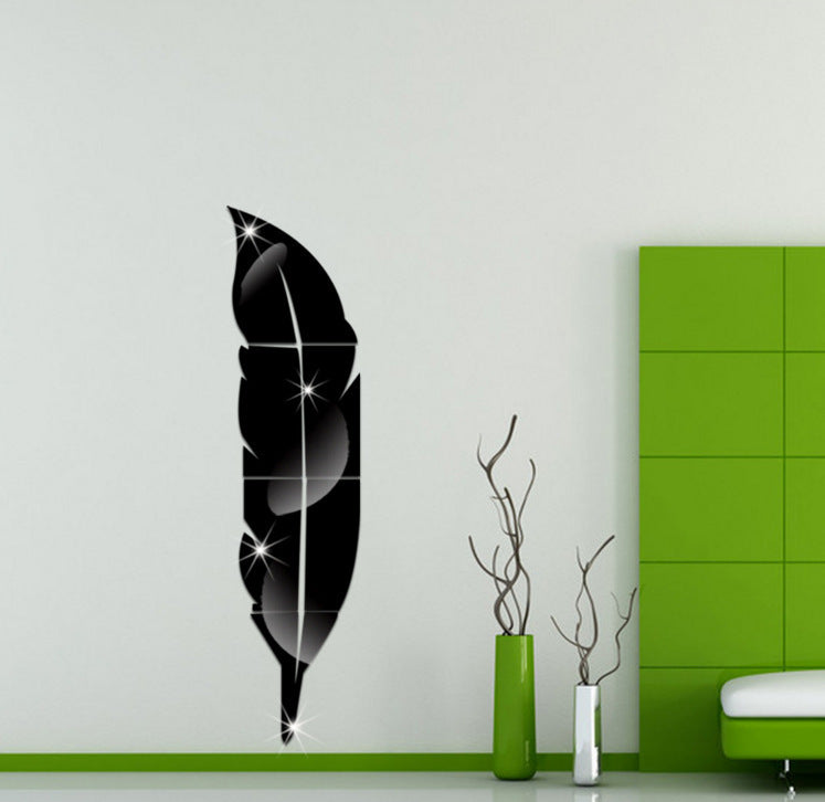 Mirror Wall Sticker Feather Decoration