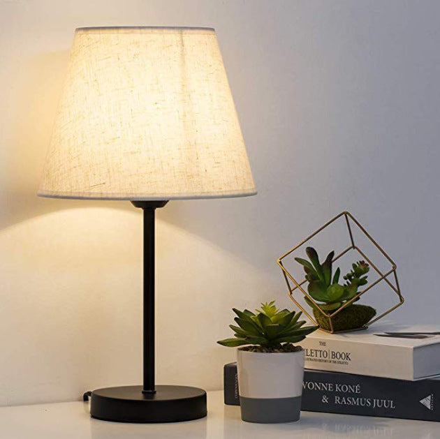 Iron Bedside Lamp with Fabric Covering