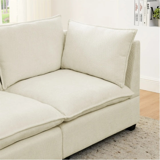 Modern Beige Chenille Sofa