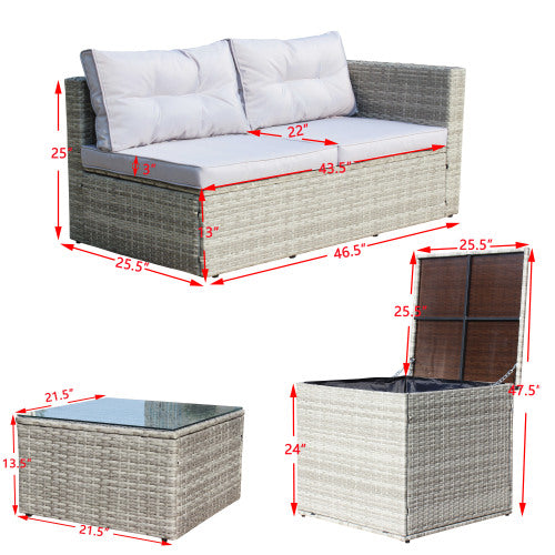 4 Piece Patio Sectional Wicker Rattan Outdoor Furniture Sofa Set
