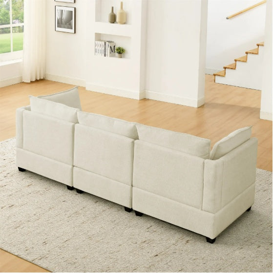 Modern Beige Chenille Sofa