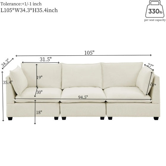 Modern Beige Chenille Sofa