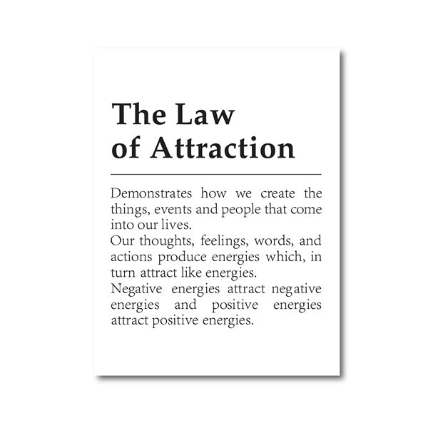 Law Of Attraction Defines Inspirational Poster Print Modern Wall Art Canvas Painting