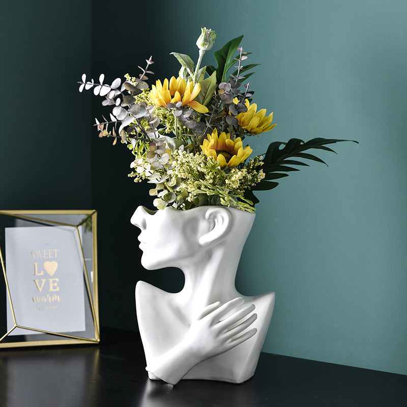 Modern Nordic Style Creative Portrait Human Head Vase