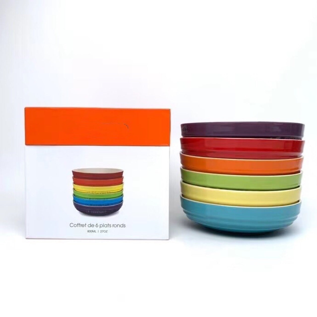 Colorful Ceramic Six-color Set 20cm Bowl 6-piece Set 