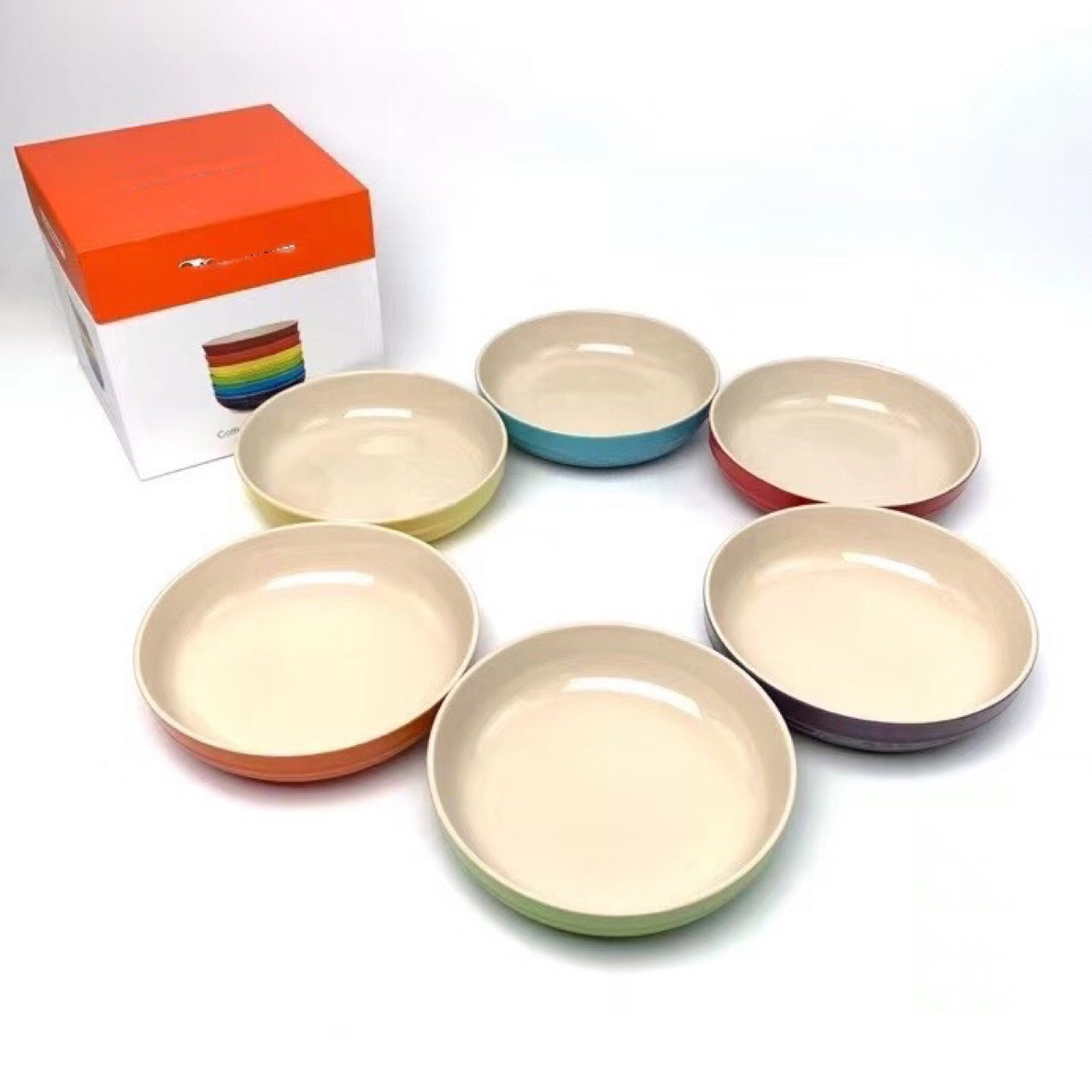 Colorful Ceramic Six-color Set 20cm Bowl 6-piece Set 