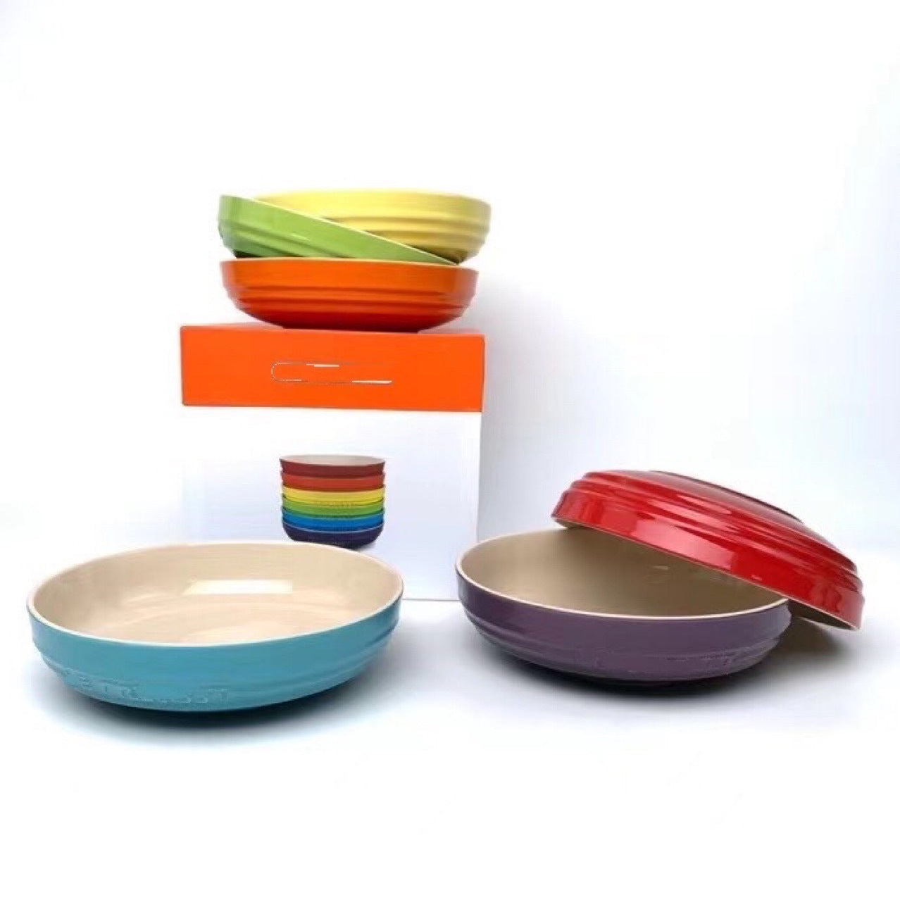 Colorful Ceramic Six-color Set 20cm Bowl 6-piece Set 