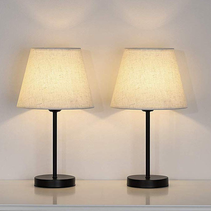 Iron Bedside Lamp with Fabric Covering