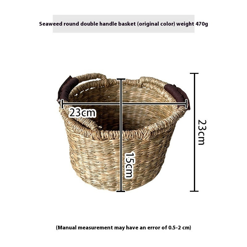 Colorful Straw Woven Storage Basket Artificial Woven Desktop Storage Basket