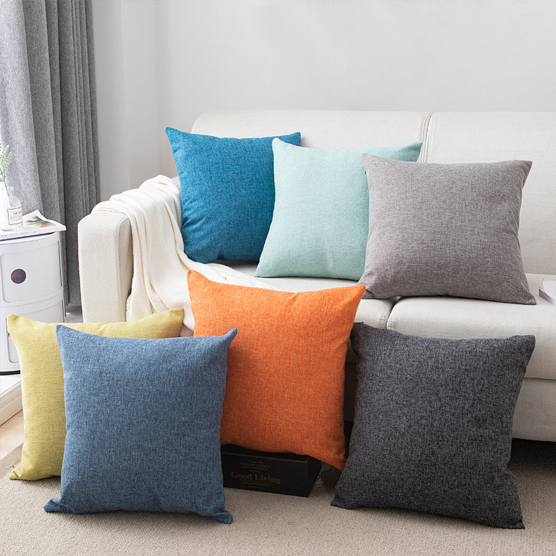 Plain Cotton Linen Sofa Cushion Thickened Square Pillow