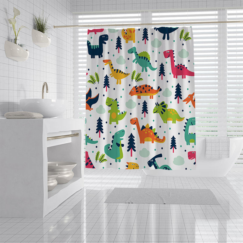 New Cartoon Dinosaur Shower Curtain Sanitary Partition Curtain Bath Shower Curtain