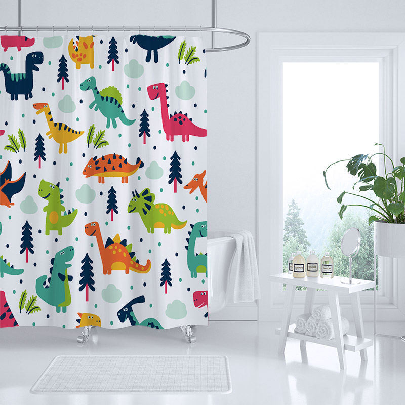 New Cartoon Dinosaur Shower Curtain Sanitary Partition Curtain Bath Shower Curtain