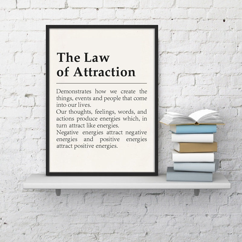 Law Of Attraction Defines Inspirational Poster Print Modern Wall Art Canvas Painting