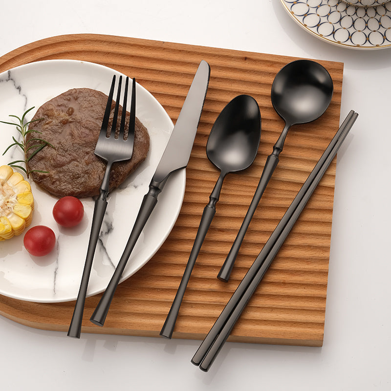 matte black stainless steel luxury cutlery tableware set