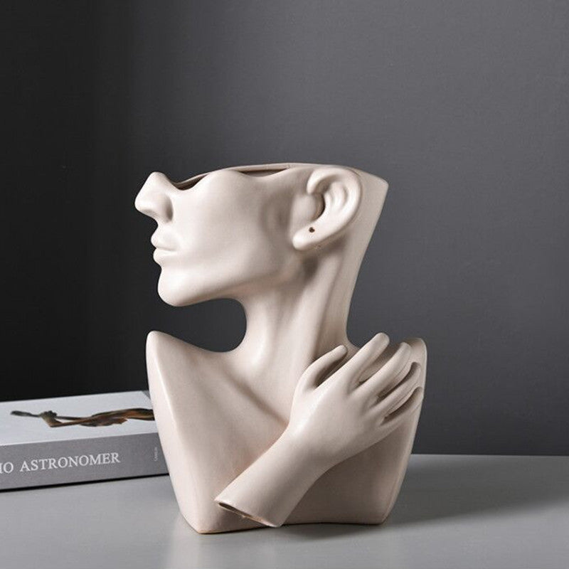 Modern Nordic Style Creative Portrait Human Head Vase