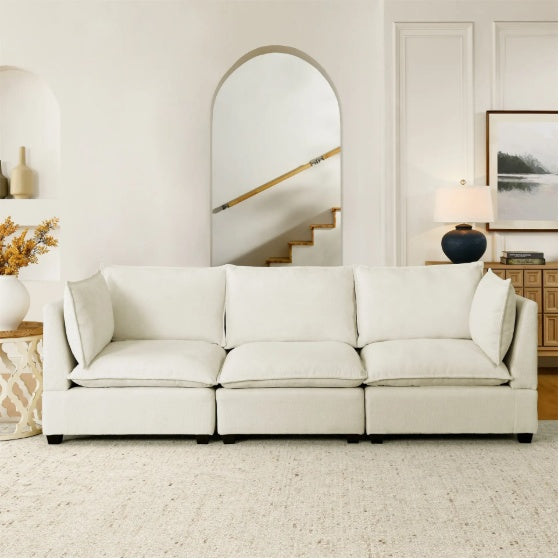 Modern Beige Chenille Sofa