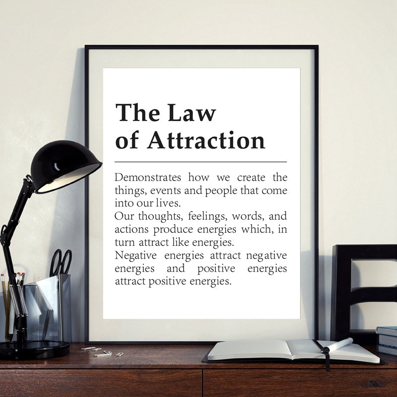 Law Of Attraction Defines Inspirational Poster Print Modern Wall Art Canvas Painting