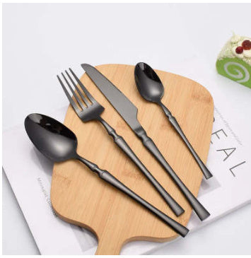 matte black stainless steel luxury cutlery tableware set