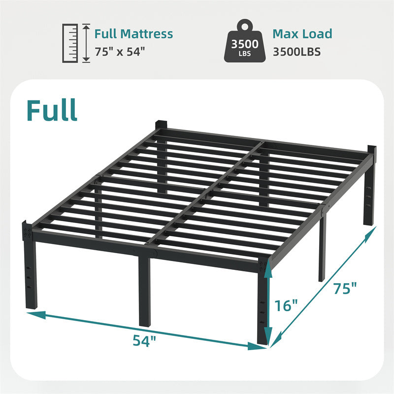 Classic Iron Bed Frame Mattress Under Bed Storage No Box Spring Needed Singe Full Queen King Size Black