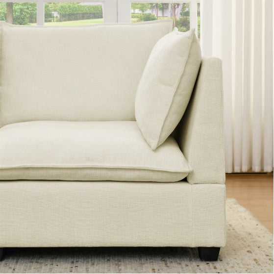 Modern Beige Chenille Sofa